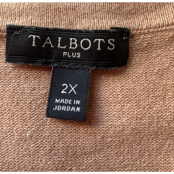Talbots Plus Womens Sz 2X Pullover Sweater V-Neck Beige Modal Cotton Minimalist - Picture 3 of 7